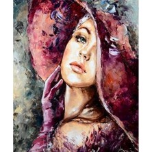 Emos avm Canvas Sapkalı Kadın 3 Sayılarla Boyama Seti  Kasnaklı