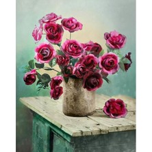 Emos avm Canvas Güllerdeki Derinlik Sayılarla Boyama Seti  Kasnaklı