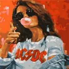 Emos avm Canvas Rockçı Kız Sayılarla Boyama Seti   Kasnaklı