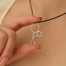 Nox Jewelry 925 Ayar Gümüş Ikili Kalp Detay Aşk Cambazı Kolye