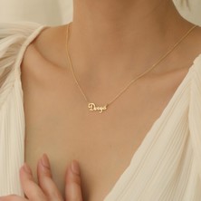 Nox Jewelry 14 Ayar Mikron Kaplama Kişiye Özel isim Gümüş Kolye - CN00264