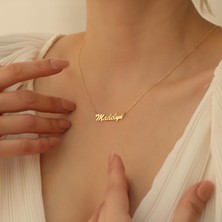 Nox Jewelry 14 Ayar Altın Mikron Kaplamalı Kişiye Özel El Yazısı İsim Gümüş Kolye - CN00268