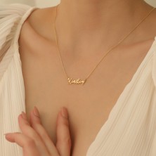 Nox Jewelry 14 Ayar Altın Mikron Kaplama Kişiye Özel İsim Gümüş Kolye - CN00269