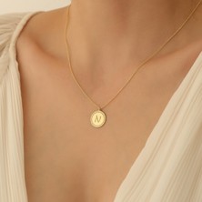 Nox Jewelry 925 Ayar Gümüş Desenli Plaka Harf Kolye