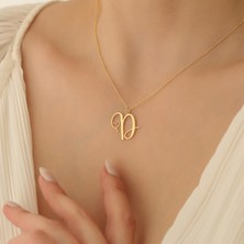 Nox Jewelry 14 Ayar Altın Mikron Kaplama Kalp Detaylı Harf Kolye - CN00278