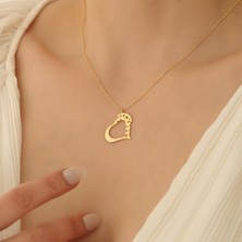 Nox Jewelry 14 Ayar Altın Mikron Kaplama Romantik Tasarım Çoklu Kalp Gümüş Kolye - CN00283