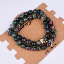 Qiuhong Shop 23CM Tarzı No.18 Beden Kol Eşleştirilmiş Erkekler Için Bilezik Altın Taç Kadın Bileklikleri Doğal Taş Boncuklar Bileklik Boho Çift Bilezik Hediyeler Arkadaşlar (Yurt Dışından)