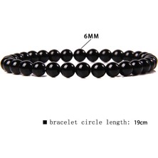 Qiuhong Shop 21CM Tarzı 8. Dalma Siyah Beyaz Gri 6 mm Boncuk Bileklik Kadın Erkek Doğal Taş Obsidyen Hematit Lava Minimalist Ciddi Serin Resmi Takı (Yurt Dışından)