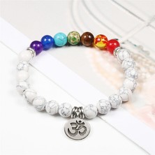 Qiuhong Shop Siyah Işık Trendy Bilezik Yoga 7 Çakra Siyah Lav Doğal Taş Boncuk Charm Bilezikler Şifa Reiki Buda Lotus Kolye Kadın Erkek Takı (Yurt Dışından)