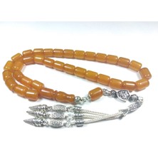 İskeçe Tesbih Gümüş Kaplama Kondüsyon Harikası Sıkma Kehribar Sertifikalı 4151