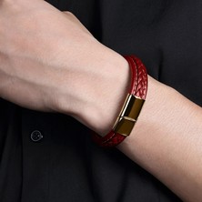 Qiuhong Shop Iç Çevre 210MM Stili SH109H Mozo Moda Retro Erkekler Takı Örgülü Deri Kadın El Yapımı Yüksek Li Bilezik Trendy Paslanmaz Çelik Toka Bilek Bandı 010 (Yurt Dışından)