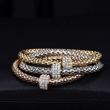 Qiuhong Shop No.11 Boyutu Baykuş Kolye Mısır Zincir Bilezik Bilezik 3 Renk Seti Kristal Rhinestone Zirkon Elastik Patlamış Mısır Bilezik Bayanlar Charm Takı (Yurt Dışından)