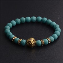 Qiuhong Shop 3 Altın Lav Doğal Agat Taş Boncuklar Aslan Bileklik Ben En Yeni Lava Taşlı Boncuklu Bilezik En Iyi Arkadaş Günlük Mücevher Noel Hediyesi (Yurt Dışından)