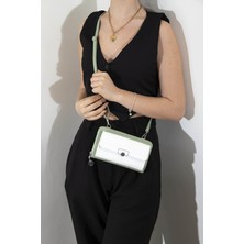Silver Polo Kadın Askılı Cüzdan Beyaz - L.yeşil NV921