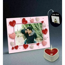 Bk Gift Sevgililere Özel Beyaz Defter Dekoratif Çerçeve ve Kalp Taş Obje Kokulu Mum Hediye Seti-16, Sevgiliye Hediye, Sevgililer Günü