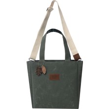 Sofist İstanbul Çam Yeşili Pera Waxed Canvas Tote Bag Mumlu Kanvas Ayarlanabilir Askılı Kadın Kol ve Omuz Çantası