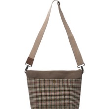 Kahverengi Clutch Waxed Canvas Ayarlanabilir Askılı Portföy Mumlu Kanvas Kadın El ve Omuz Çantası