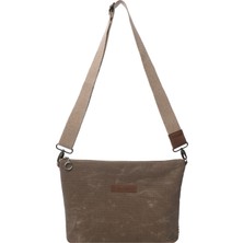 Kahverengi Clutch Waxed Canvas Ayarlanabilir Askılı Portföy Mumlu Kanvas Kadın El ve Omuz Çantası