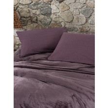Cotton Box Velvet Çift Kişilik Nevresim Takımı Flossy Mürdüm