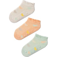 Katia & Bony Kız Çocuk Kalp Desenli İçi Hava Alan 3'lü Patik Çorap