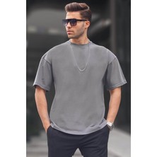 Madmext Erkek Füme Oversize Fit Basic T-Shirt 6066