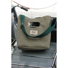 Sofist İstanbul Mineur Waxed Canvas Tote Bag Ayarlanabilir Askılı Mumlu Kanvas Kadın El ve Omuz Çantası