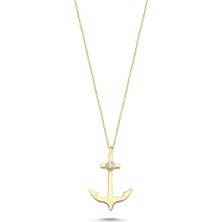 Online Takı Altın Taşlı Çapa Kolye