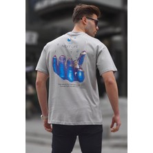 Madmext Boyalı Gri Sırt Baskılı Regular Fit Erkek T-Shirt 6121