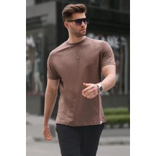 Madmext Kahverengi Regular Fit Basic Erkek Tişört 6131