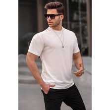Madmext Ekru Regular Fit Basic Erkek Tişört 6069