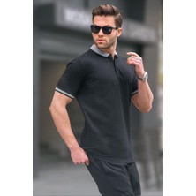 Madmext Siyah Regular Fit Erkek Polo Yaka Tişört 6105