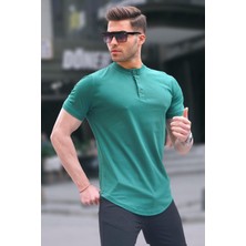 Madmext Yeşil Polo Yaka Basic Erkek Tişört 6132
