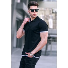 Madmext Siyah Basic Polo Yaka Tişört 5885