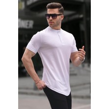 Madmext Beyaz Polo Yaka Basic Erkek Tişört 6132