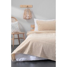 Merinos Modern Line 2 Parça Tek Kişilik Battaniye Seti - Bej