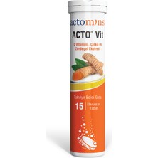 Acto Vit C Vitamini 15 Efervesan Tablet Vitamin C, Çinko ve Zerdeçal Içeren Takviye Edici Gıda