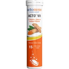 Acto Vit C Vitamini 15 Efervesan Tablet Vitamin C, Çinko ve Zerdeçal Içeren Takviye Edici Gıda