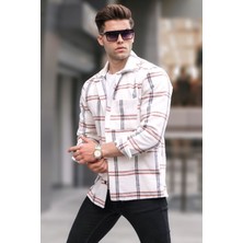 Madmext Ekru Regular Fit Oduncu Gömlek 5556