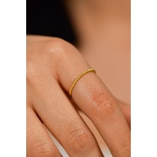 Erdobia Burgu Desen Gold Minimal Gümüş Yüzük