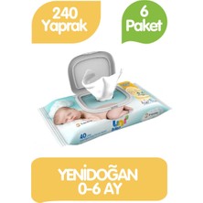Uni Baby Islak Mendil Yenidoğan 6'lı  40 x 6 240 Yaprak