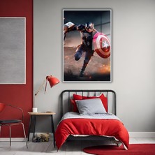 Gaagart Metal Çerçeveli Cam Tablo Film Karakteri Kaptan Amerika Görseli
