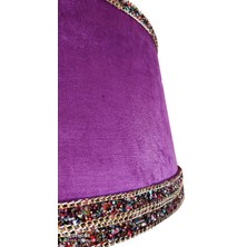 Lambada Lambadatorna Ayaklı,taş Aksesuarlı,el Yapımı Masif Lambader ( Mor /açık Ceviz )