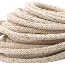Dolgulu Pamuk Kordon Ip Ekru Gold Simli ( 500 G )