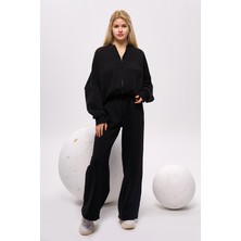 Olafre  Eşofman Takımı, Fermuarlı Sweatshirt, Bol Paça Eşofman Altı, 2'li Takım,