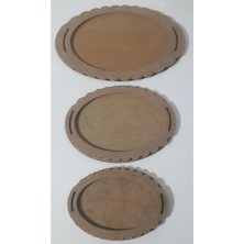 Muar Ahşap Boyanabilir Mdf Oval Tepsi - 3'lü Set
