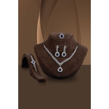 Osmanlı Gümüş Çise Safir Taşlı Gümüş Su Yolu Set - Kolye, Bileklik, Küpe, Yüzük