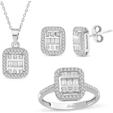 Lilarote Taşlı Modern Baget Altın Set