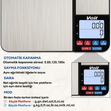 Voit SC21 Hassas Mutfak Terazisi-Lcd Ekranlı Dijital Tartı-Paslanmaz Çelik Mutfak Ölçüm Tartısı 10KG/0,5KG & 1G/0,01G