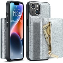 Forestl Digital Iphone 15 Çıkarılabilir Manyetik Cüzdan Kılıfı Işıltılı Deri Kaplamalı Pc+Tpu Kickstand Telefon Kapak Silver (Yurt Dışından)