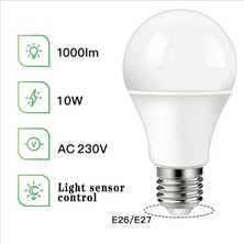 Xiyu Shop 220-240V Tarzı 6000K LED Sensörlü Ampul E27 B22 10W Sıcak Beyaz Alacakaranlık Şafak Akıllı Lamba Ampulü AC220V Gündüz Gece Lambası Otomatik Açma/kapama Merdiven Koridor Yolu (Yurt Dışından)